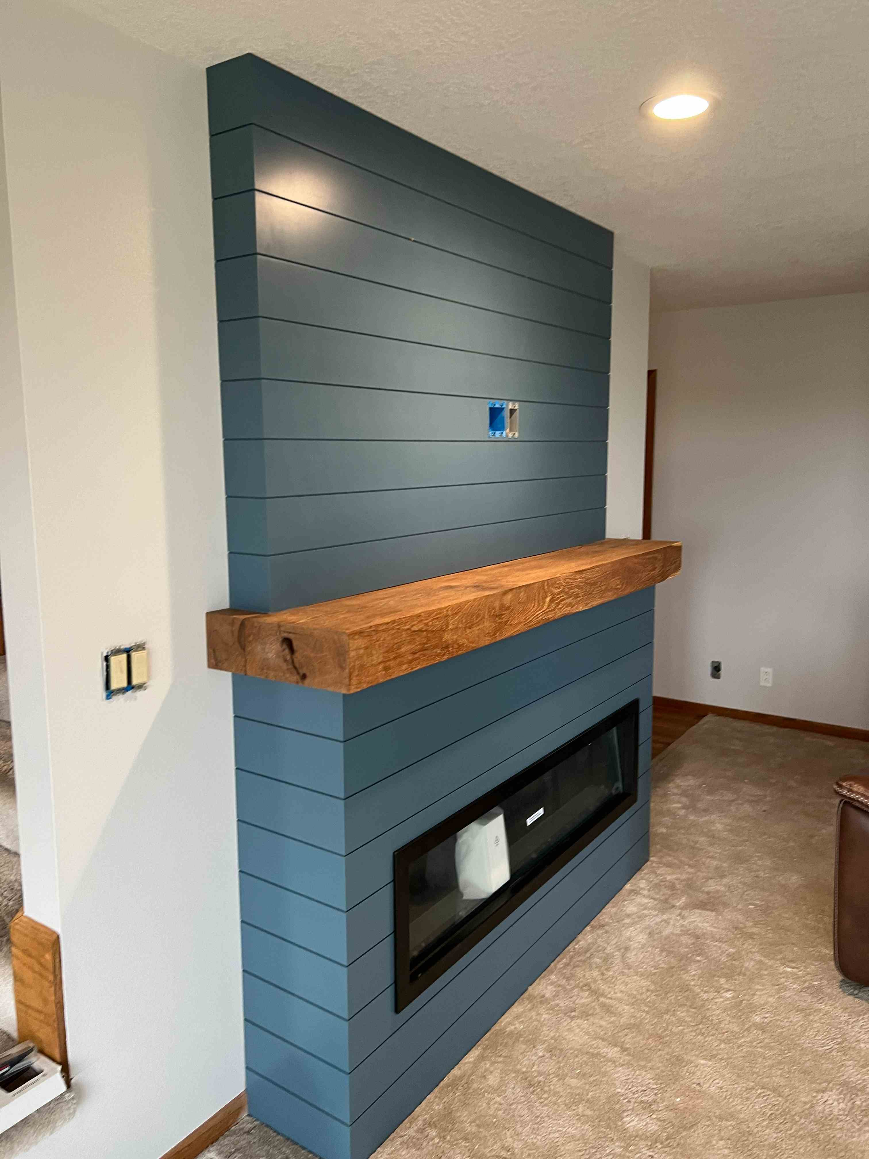 Shiplap Fireplace Surround project in Iowa